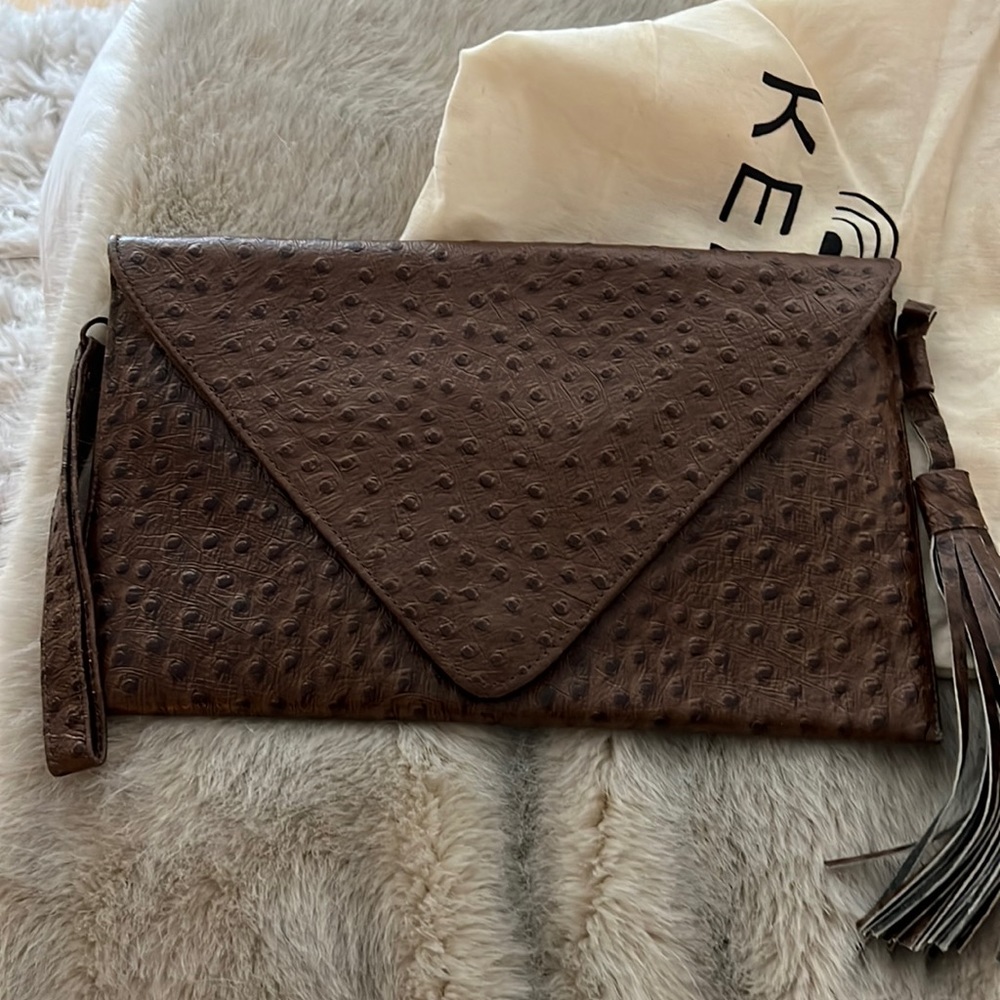 Mexican hand made brown leather clutch